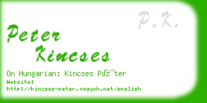 peter kincses business card